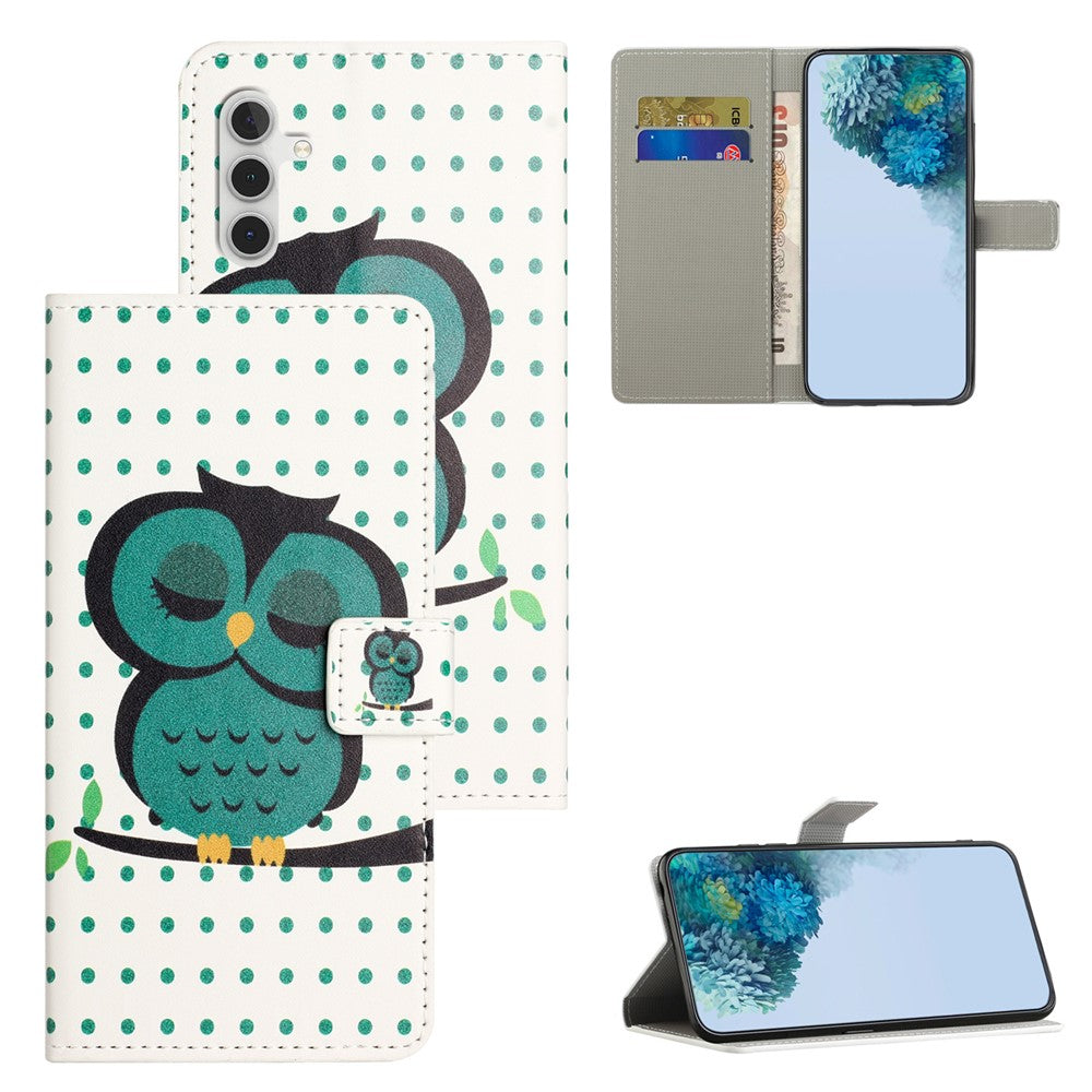 For Samsung Galaxy A34 5G Pattern Printing PU Leather Cover Stand Magnetic Closure Flip Wallet Phone Case
