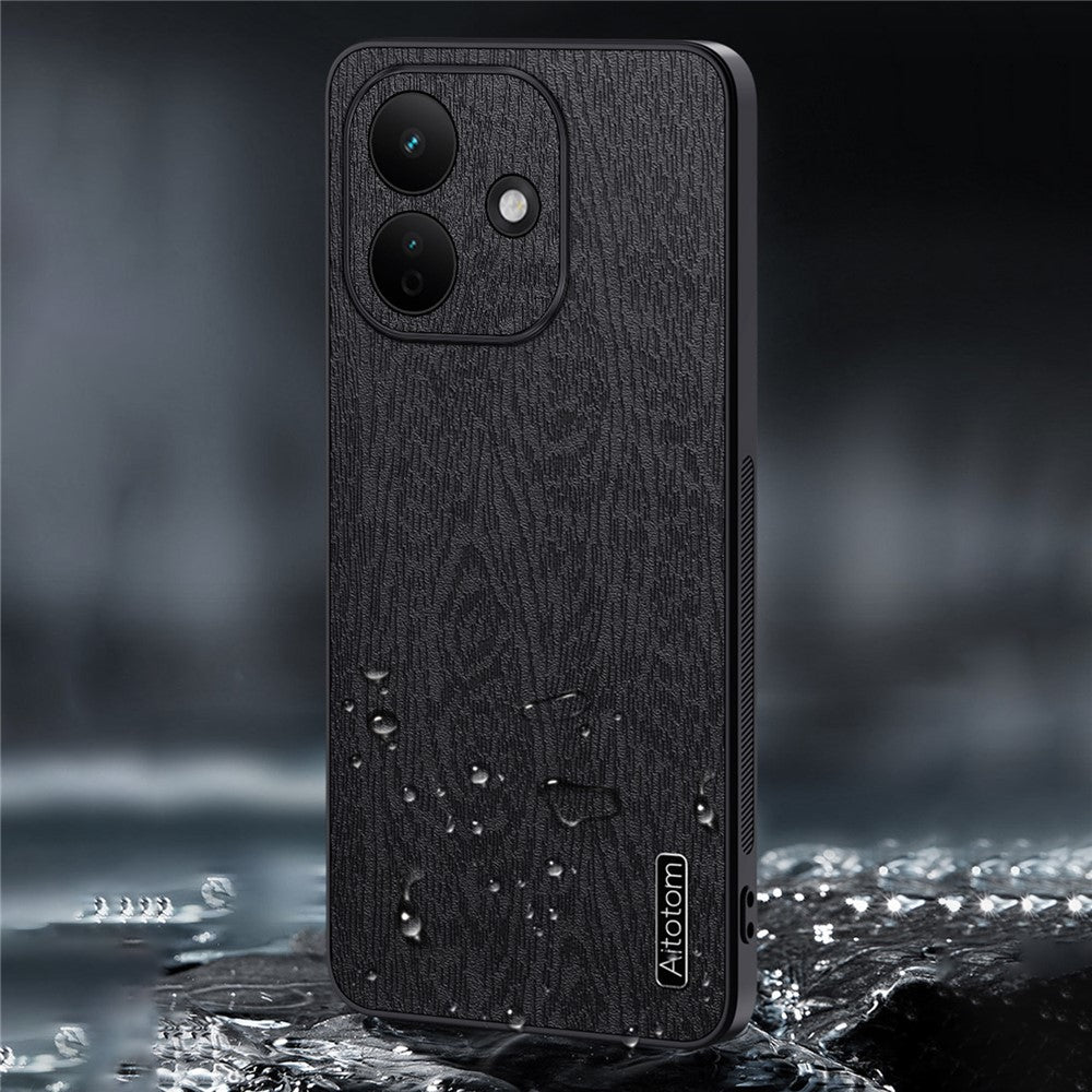 For Xiaomi Redmi Note 17 4G (Global) / Note 17 5G (Global) / Note 17 (India / China) 5G Case Wood Texture PU Leather Coated PC TPU Phone Cover