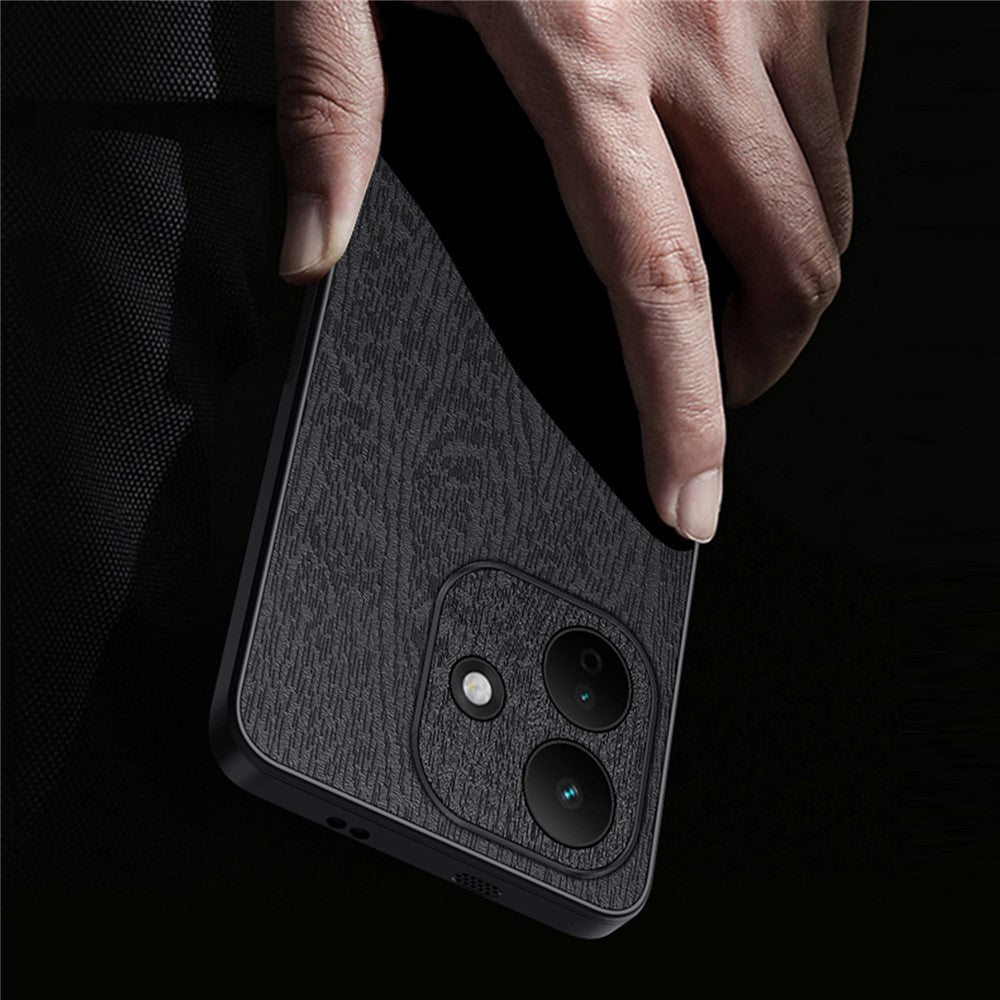 For Xiaomi Redmi Note 17 Pro 5G Case Wood Texture PU Leather Coated PC TPU Phone Cover