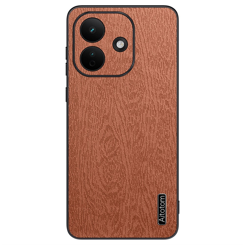 For Xiaomi Redmi Note 17 Pro 5G Case Wood Texture PU Leather Coated PC TPU Phone Cover