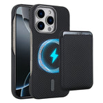 Til iPhone 16 Pro Magnetisk Cover med Aftagelig Kortholder Kulfibertekstur Læder + PC Telefoncover