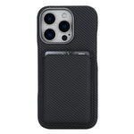Til iPhone 16 Pro Magnetisk Cover med Aftagelig Kortholder Kulfibertekstur Læder + PC Telefoncover