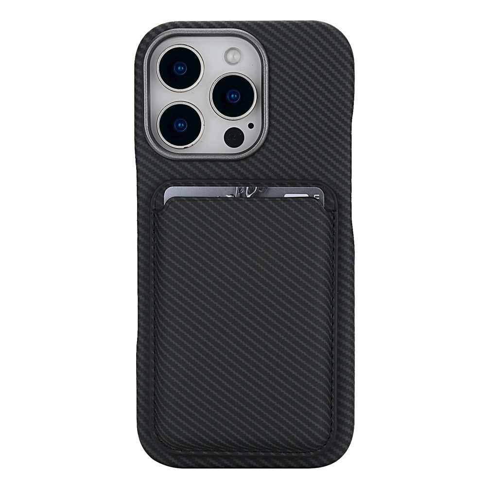 Til iPhone 16 Pro Magnetisk Cover med Aftagelig Kortholder Kulfibertekstur Læder + PC Telefoncover