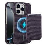 Til iPhone 16 Pro Magnetisk Cover med Aftagelig Kortholder Kulfibertekstur Læder + PC Telefoncover