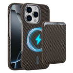 Til iPhone 16 Pro Magnetisk Cover med Aftagelig Kortholder Kulfibertekstur Læder + PC Telefoncover