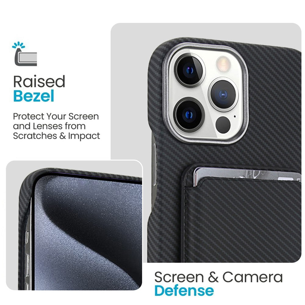 Til iPhone 14 Pro Magnetisk Cover med Aftagelig Kortholder Kulfibertekstur Læder + PC Telefoncover