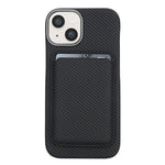Til iPhone 14 / 13 Magnetisk Cover med Aftagelig Kortholder Kulfibertekstur Læder + PC Telefoncover