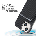Til iPhone 14 / 13 Magnetisk Cover med Aftagelig Kortholder Kulfibertekstur Læder + PC Telefoncover