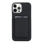 For iPhone 13 Pro Max Magnetic Case with Detachable Card Holder Carbon Fiber Leather + PC Phone Cover