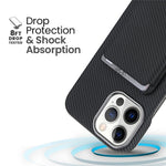 For iPhone 13 Pro Max Magnetic Case with Detachable Card Holder Carbon Fiber Leather + PC Phone Cover