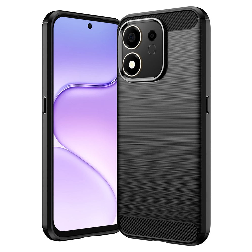 For Honor 600 Smart 5G / X7e Plus 5G TPU Case Protective Phone Cover Carbon Fiber Texture Brushed