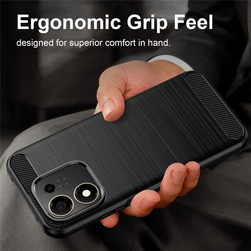 For Honor 600 Smart 5G / X7e Plus 5G TPU Case Protective Phone Cover Carbon Fiber Texture Brushed