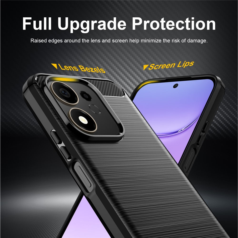 For Honor 600 Smart 5G / X7e Plus 5G TPU Case Protective Phone Cover Carbon Fiber Texture Brushed