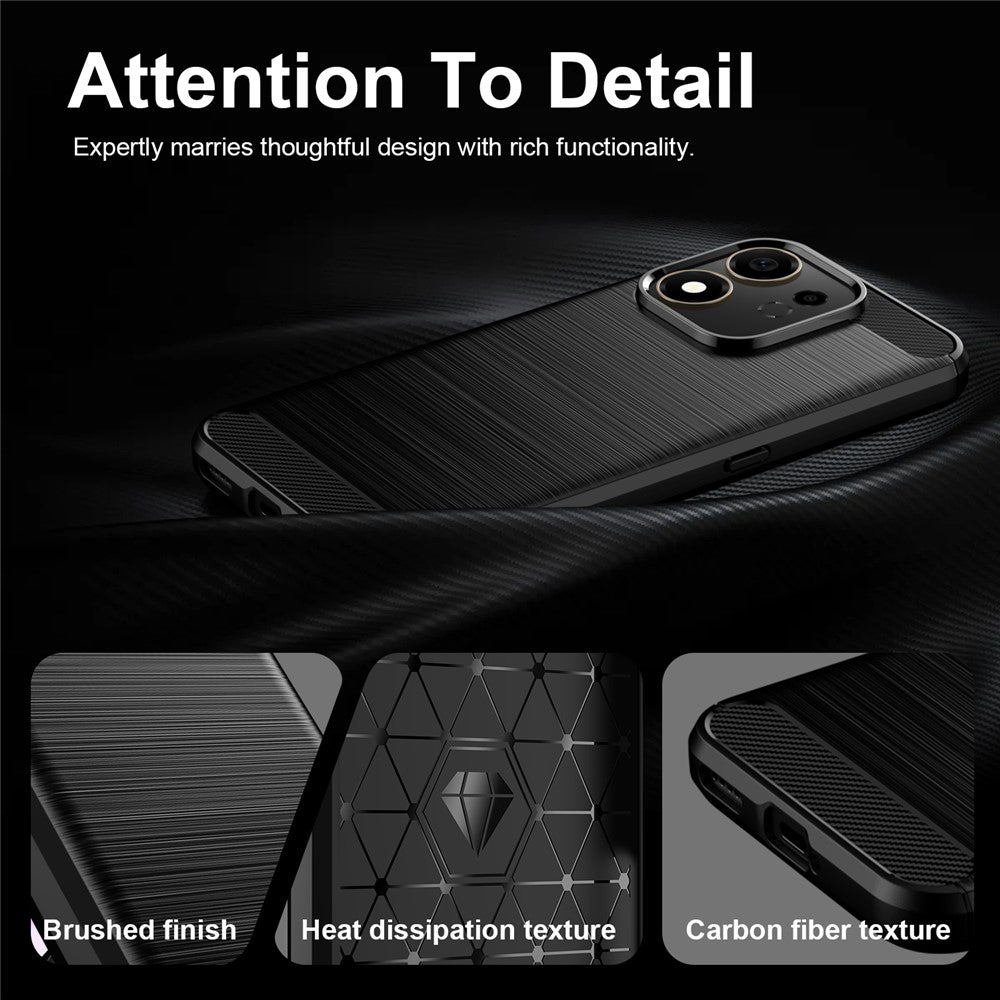 For Honor 600 Smart 5G / X7e Plus 5G TPU Case Protective Phone Cover Carbon Fiber Texture Brushed