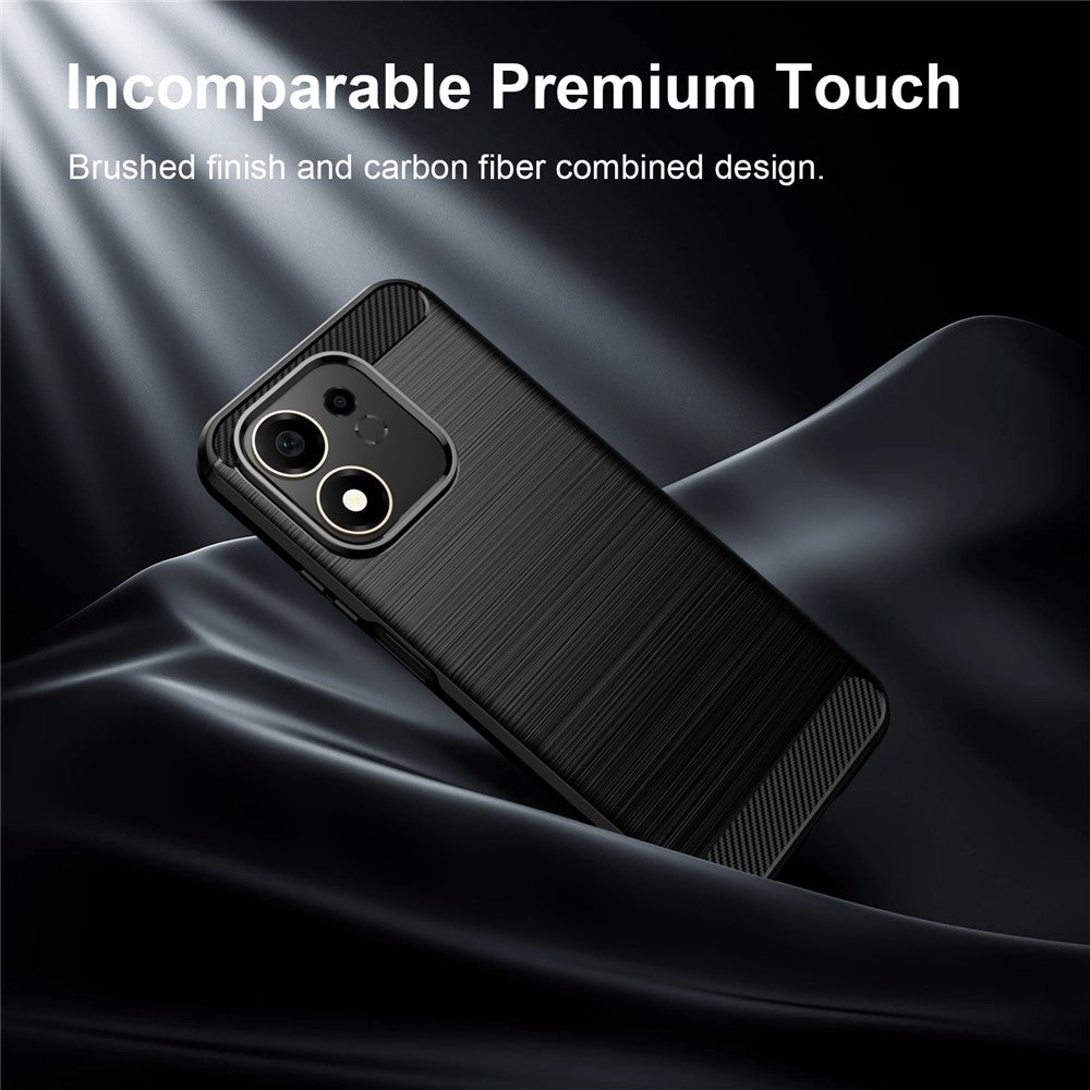 For Honor 600 Smart 5G / X7e Plus 5G TPU Case Protective Phone Cover Carbon Fiber Texture Brushed