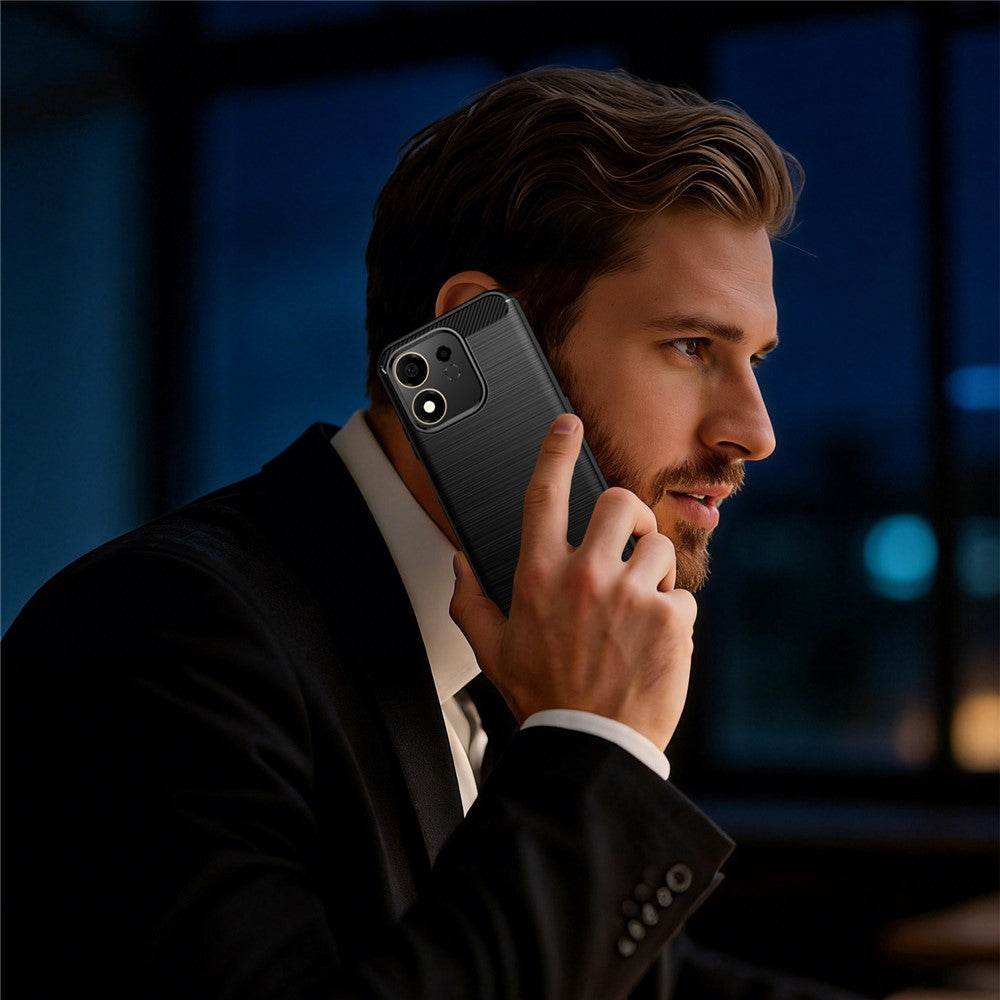 For Honor 600 Smart 5G / X7e Plus 5G TPU Case Protective Phone Cover Carbon Fiber Texture Brushed