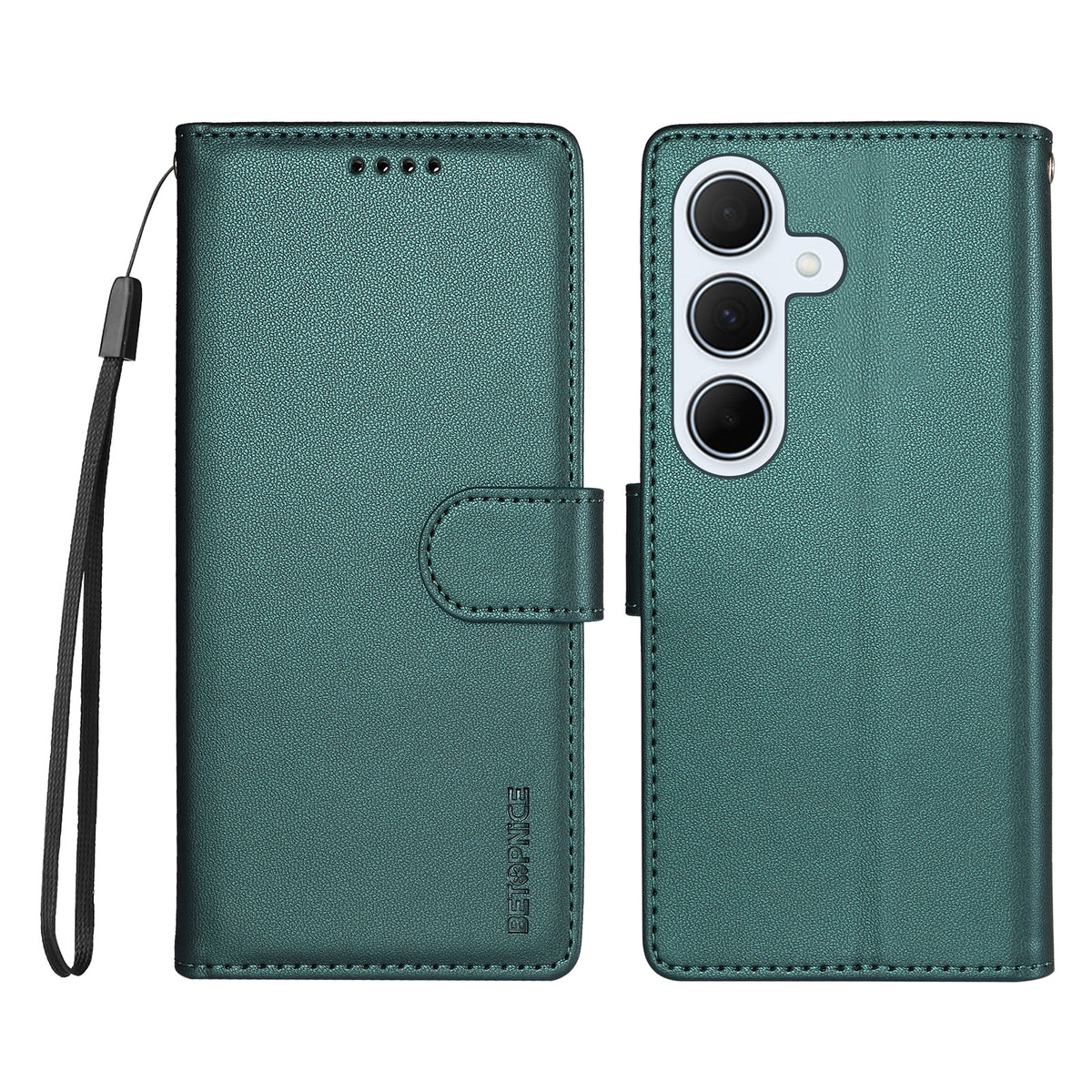 BETOPNICE for Samsung Galaxy A35 5G 006 Case RFID Blocking Wallet Stand Leather Phone Cover with Wrist Strap