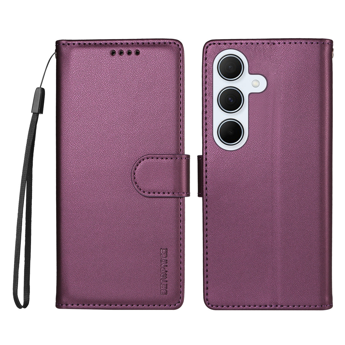 BETOPNICE for Samsung Galaxy A35 5G 006 Case RFID Blocking Wallet Stand Leather Phone Cover with Wrist Strap