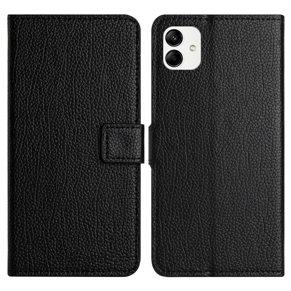 Til Samsung Galaxy A04e 4G / F04 4G / M04 4G Støttestativ Litchi Tekstur PU Lædercover Magnetisk Firkantet Spænde Pung Mobiltelefoncover