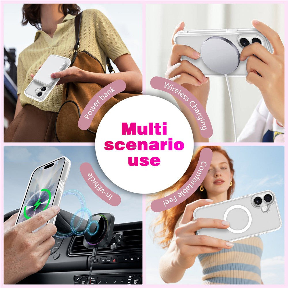 For iPhone 16 Magnetic Case 2.0mm Skin-Touch TPU PC Shockproof Phone Cover Compatible with MagSafe