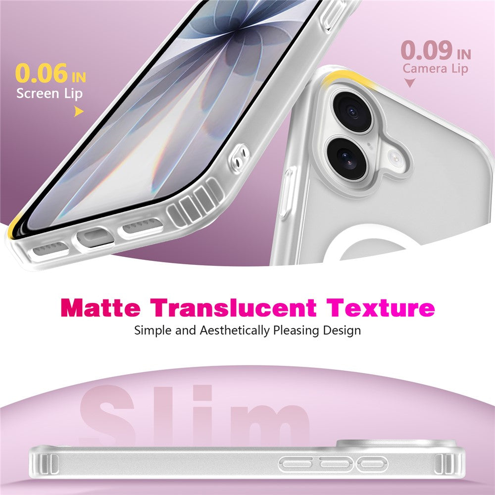 For iPhone 16 Magnetic Case 2.0mm Skin-Touch TPU PC Shockproof Phone Cover Compatible with MagSafe