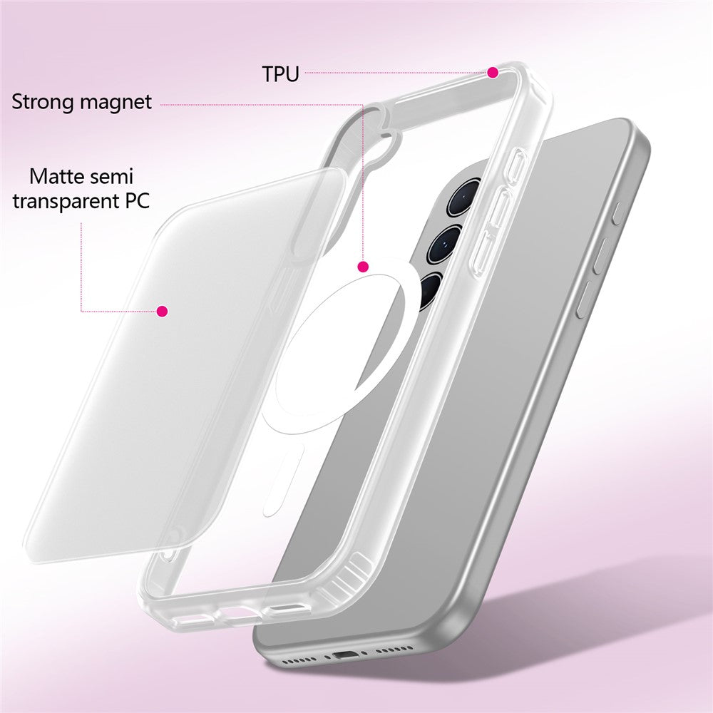 Til Samsung Galaxy S25+ Magnetisk Etui 2,0 mm Skin-Touch TPU PC Stødsikkert Telefoncover