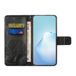 For Samsung Galaxy A04e 4G / F04 4G / M04 4G Imprinted Owl Tree Pattern Anti-scratch PU Leather Wallet Viewing Stand Anti-fingerprint Protective Case