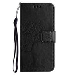 For Samsung Galaxy A04e 4G / F04 4G / M04 4G Imprinted Owl Tree Pattern Anti-scratch PU Leather Wallet Viewing Stand Anti-fingerprint Protective Case