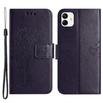 For Samsung Galaxy A04e 4G / F04 4G / M04 4G Imprinted Owl Tree Pattern Anti-scratch PU Leather Wallet Viewing Stand Anti-fingerprint Protective Case