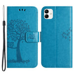 For Samsung Galaxy A04e 4G / F04 4G / M04 4G Imprinted Owl Tree Pattern Anti-scratch PU Leather Wallet Viewing Stand Anti-fingerprint Protective Case