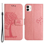 For Samsung Galaxy A04e 4G / F04 4G / M04 4G Imprinted Owl Tree Pattern Anti-scratch PU Leather Wallet Viewing Stand Anti-fingerprint Protective Case