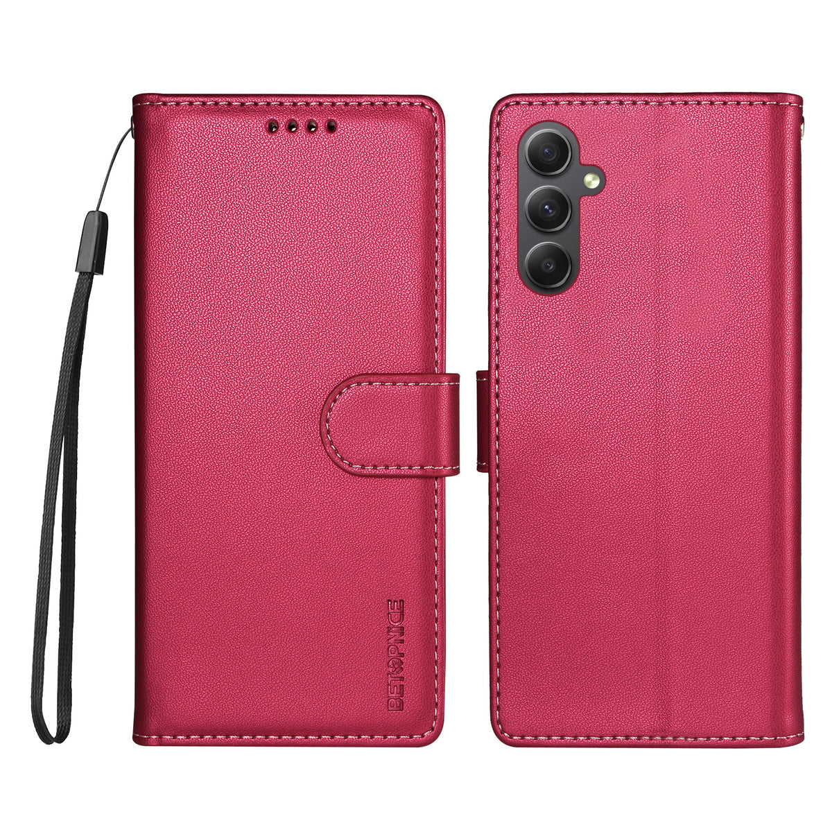 BETOPNICE for Samsung Galaxy A34 5G 006 Case RFID Blocking Wallet Stand Leather Phone Cover with Wrist Strap