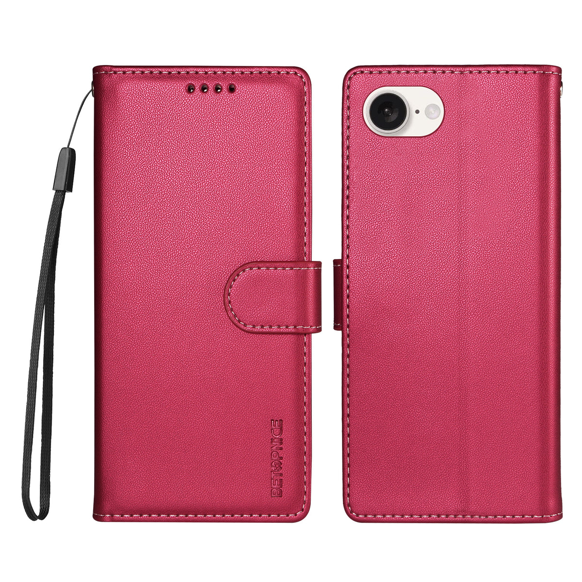BETOPNICE for iPhone 16e / iPhone 17e 006 Case RFID Blocking Wallet Stand Leather Phone Cover with Wrist Strap