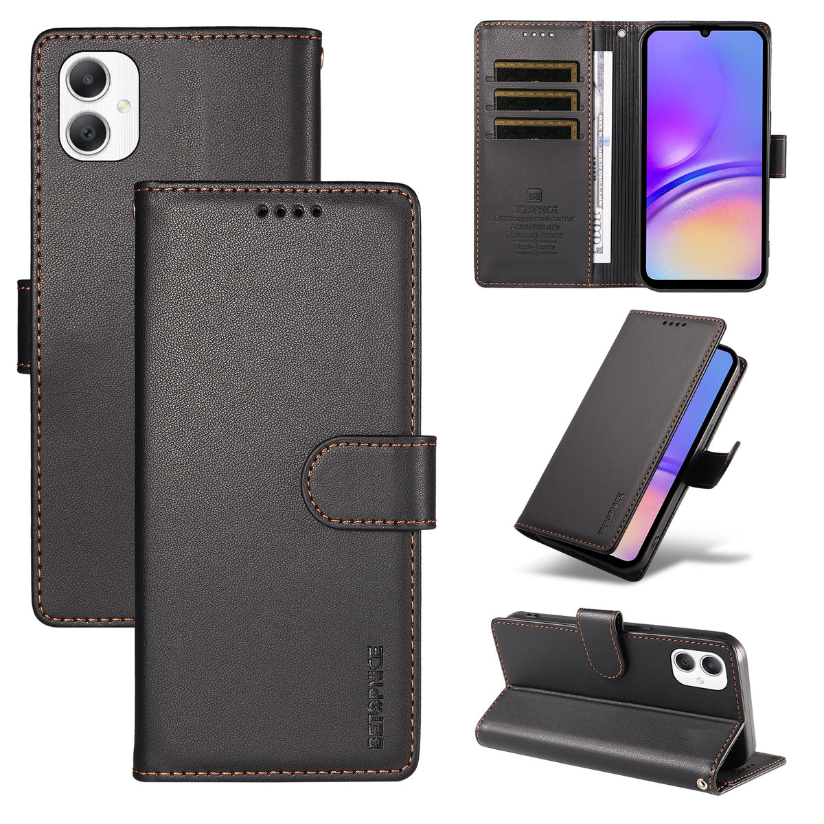BETOPNICE til Samsung Galaxy A07 5G / Galaxy A06 4G / Galaxy A06 5G / Galaxy A08 4G / Galaxy F06 5G / Galaxy M06 5G / Galaxy A07 4G 006, RFID-blokerende tegnebogsetui i læder med håndledsrem