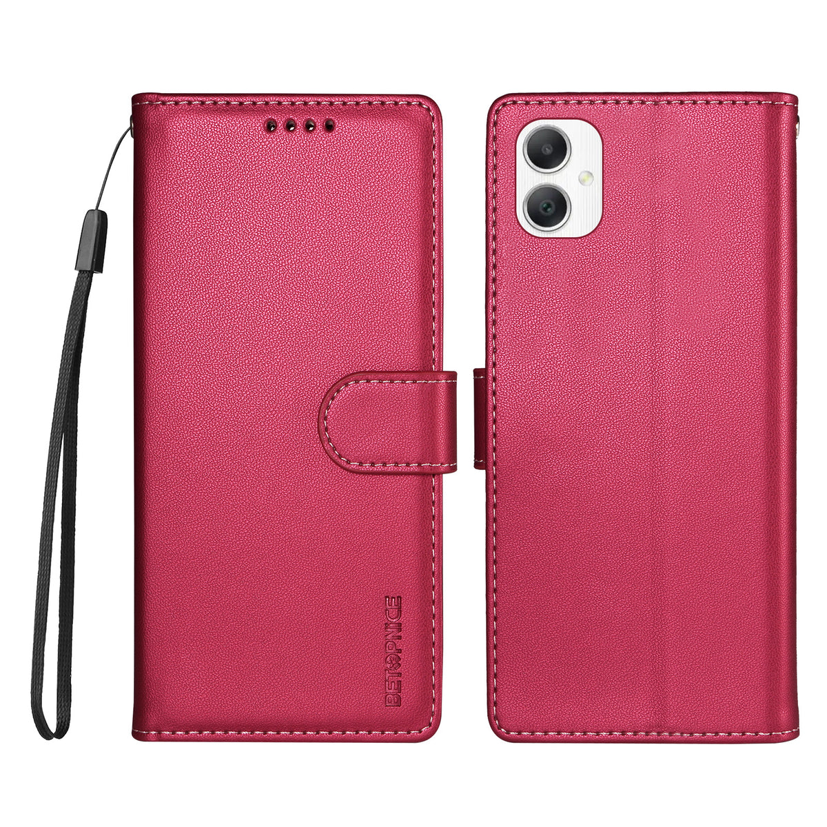 BETOPNICE til Samsung Galaxy A07 5G / Galaxy A06 4G / Galaxy A06 5G / Galaxy A08 4G / Galaxy F06 5G / Galaxy M06 5G / Galaxy A07 4G 006, RFID-blokerende tegnebogsetui i læder med håndledsrem