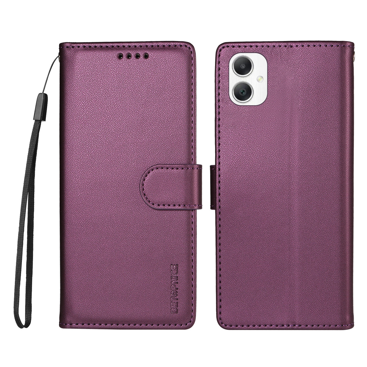 BETOPNICE til Samsung Galaxy A07 5G / Galaxy A06 4G / Galaxy A06 5G / Galaxy A08 4G / Galaxy F06 5G / Galaxy M06 5G / Galaxy A07 4G 006, RFID-blokerende tegnebogsetui i læder med håndledsrem