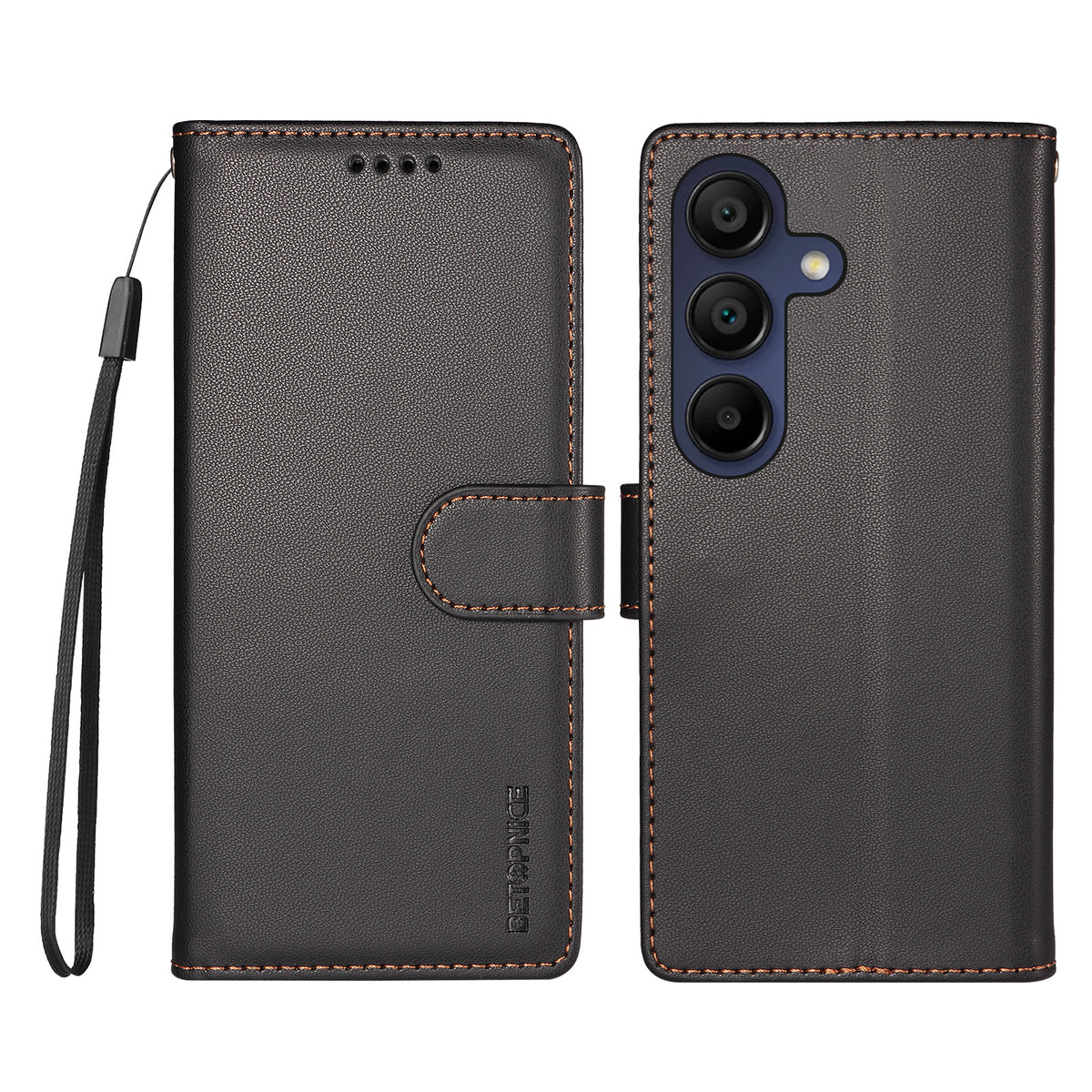 BETOPNICE til Samsung Galaxy A15 5G / Galaxy A15 4G 006 Etui RFID Blokerende Pung Stand Læder Telefoncover med Håndrem