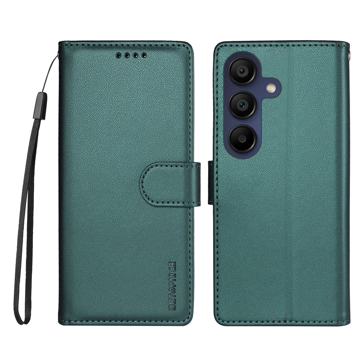 BETOPNICE til Samsung Galaxy A15 5G / Galaxy A15 4G 006 Etui RFID Blokerende Pung Stand Læder Telefoncover med Håndrem
