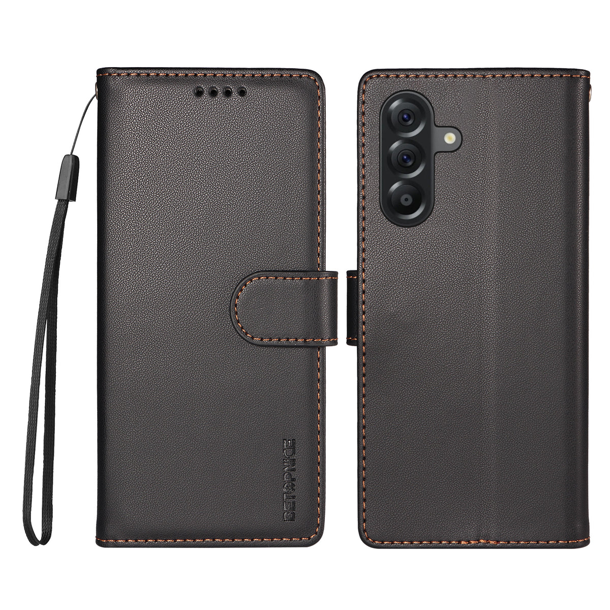 BETOPNICE for Samsung Galaxy A56 5G 006 Case RFID Blocking Wallet Stand Leather Phone Cover with Wrist Strap