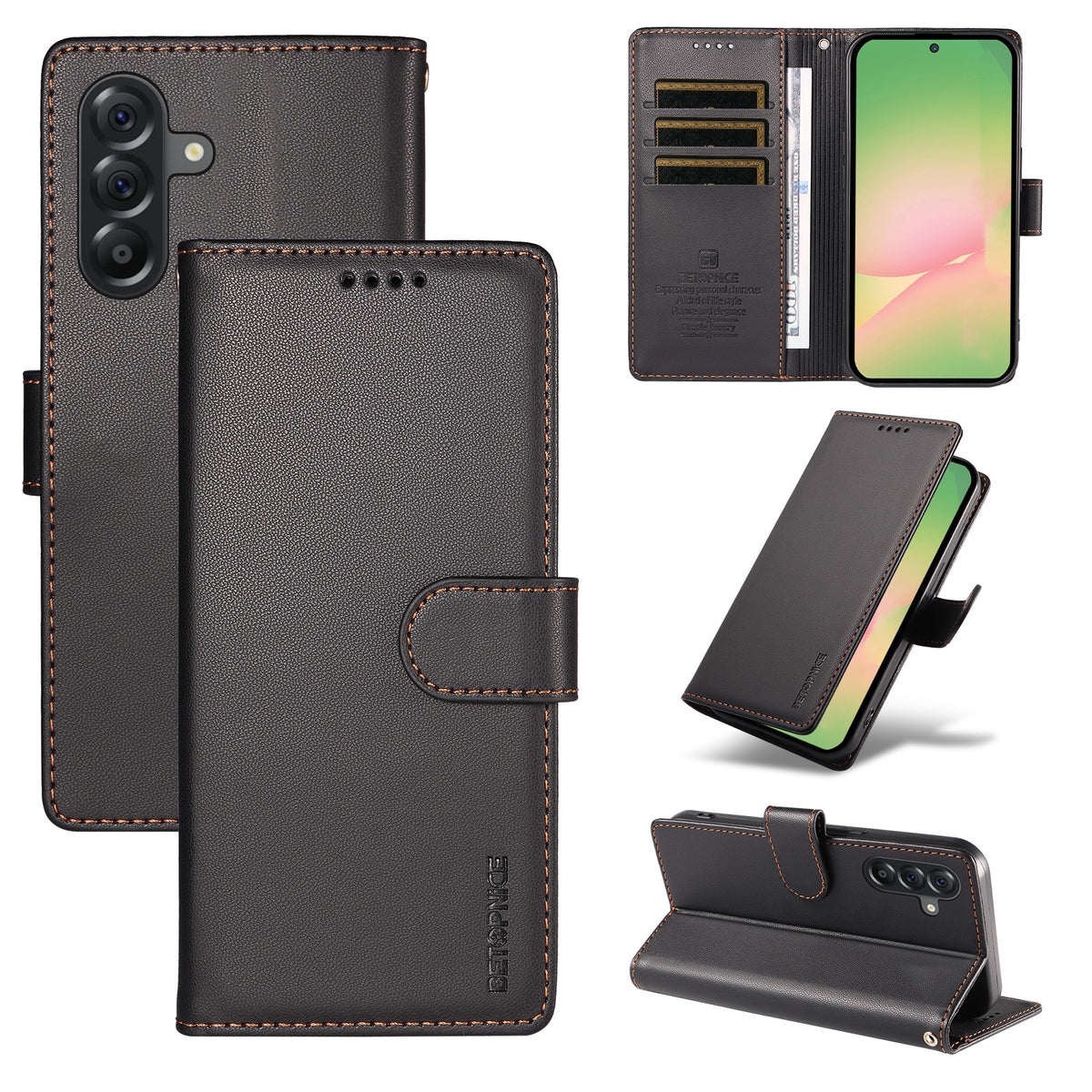 BETOPNICE for Samsung Galaxy A56 5G 006 Case RFID Blocking Wallet Stand Leather Phone Cover with Wrist Strap