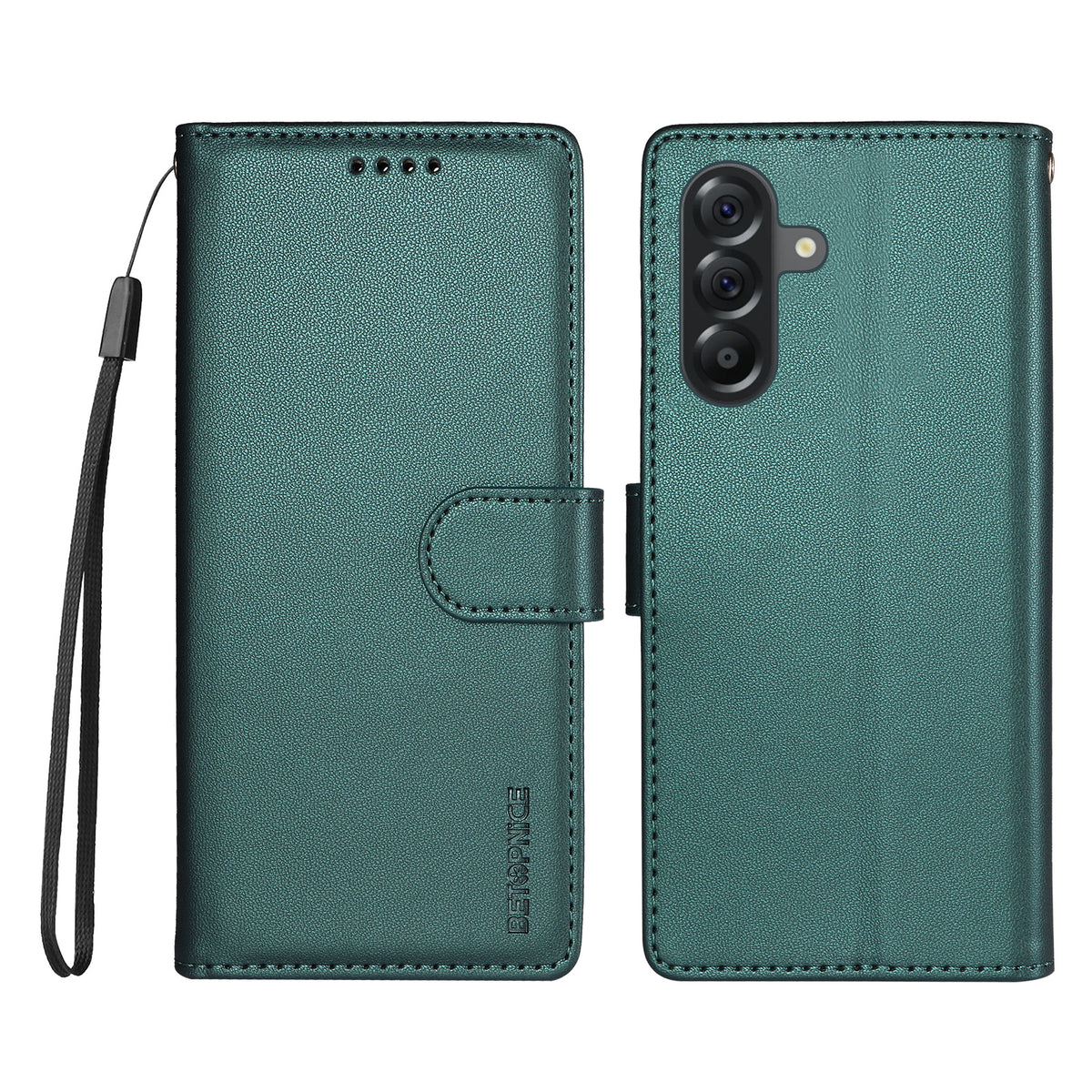 BETOPNICE for Samsung Galaxy A56 5G 006 Case RFID Blocking Wallet Stand Leather Phone Cover with Wrist Strap