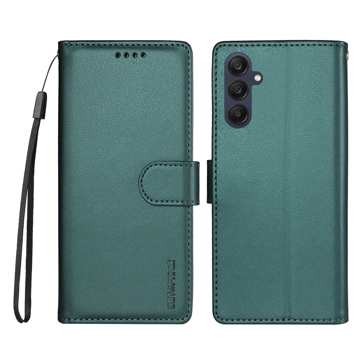 BETOPNICE for Samsung Galaxy A25 5G (Global) (161mm) 006 Case RFID Blocking Wallet Stand Leather Phone Cover with Wrist Strap