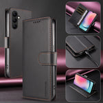 BETOPNICE for Samsung Galaxy A24 4G (162.1mm) 006 Case RFID Blocking Wallet Stand Leather Phone Cover with Wrist Strap