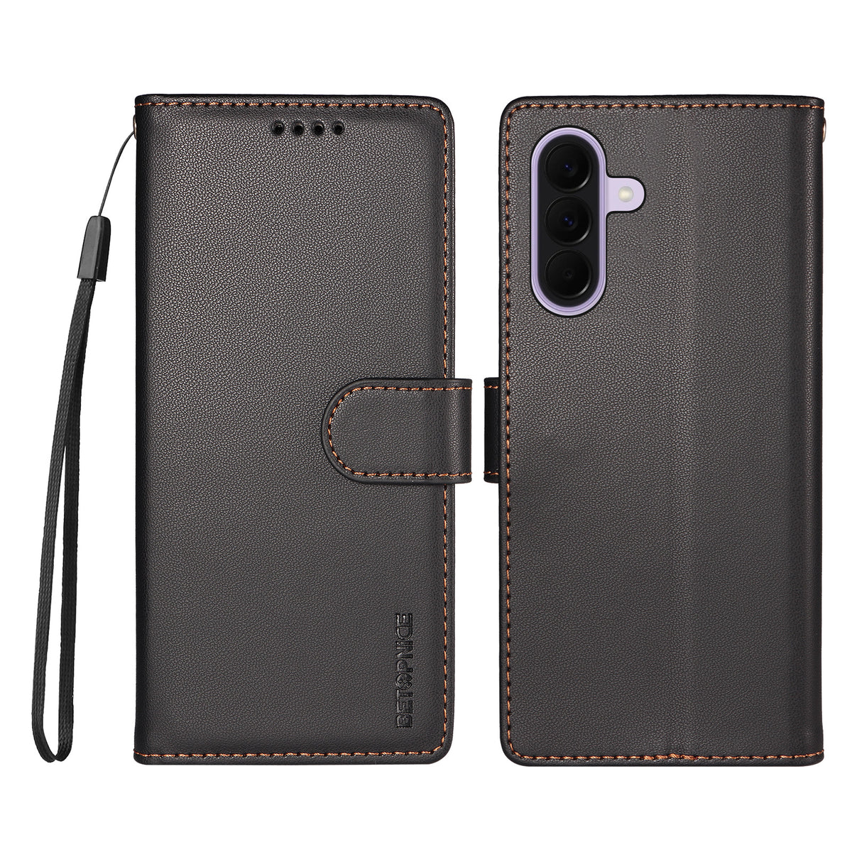 BETOPNICE for Samsung Galaxy A27 5G 006 Case RFID Blocking Wallet Stand Leather Phone Cover with Wrist Strap