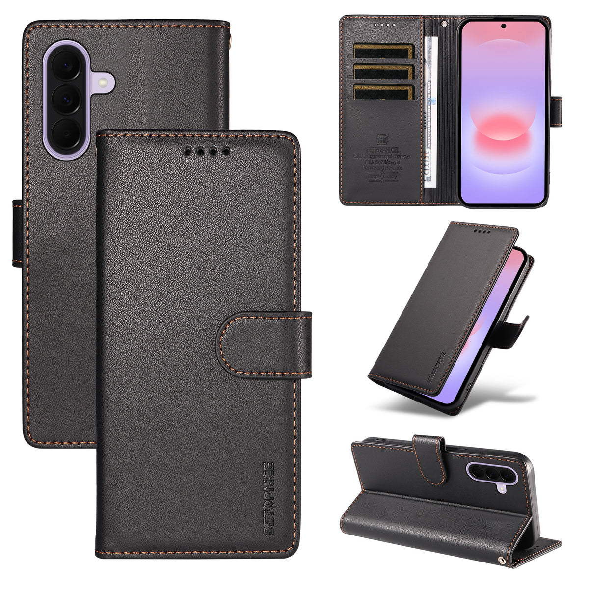BETOPNICE for Samsung Galaxy A27 5G 006 Case RFID Blocking Wallet Stand Leather Phone Cover with Wrist Strap