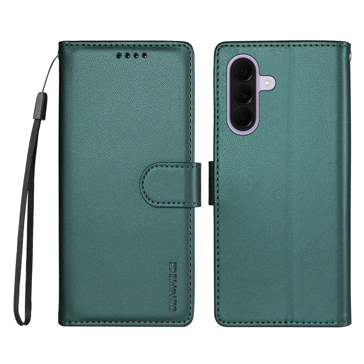 BETOPNICE for Samsung Galaxy A27 5G 006 Case RFID Blocking Wallet Stand Leather Phone Cover with Wrist Strap