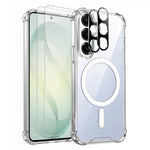 For Samsung Galaxy S26 FE Magnetic Case TPU + PC Air Cushion Corners Protective Phone Cover with 2Pcs Camera Protector + 2Pcs Screen Protector