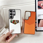 Samsung Galaxy S25 Ultra-etui, læderbeklædt PC + TPU-fingeraftryksafvisende cover med V-formet kortplads