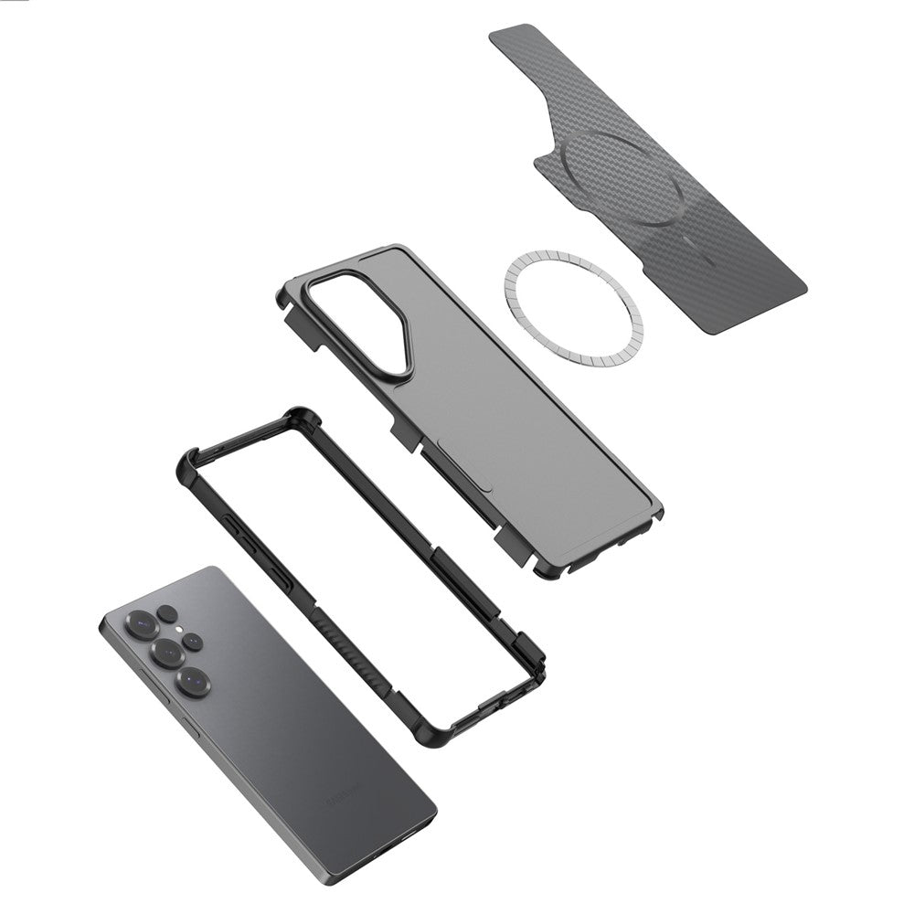 Magnetisk cover til Samsung Galaxy S24 Ultra med kulfiberstruktur, PC + TPU-hjørnebeskyttelse
