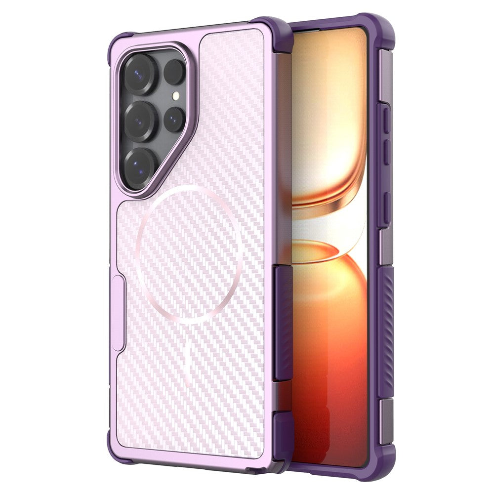 Magnetisk cover til Samsung Galaxy S24 Ultra med kulfiberstruktur, PC + TPU-hjørnebeskyttelse